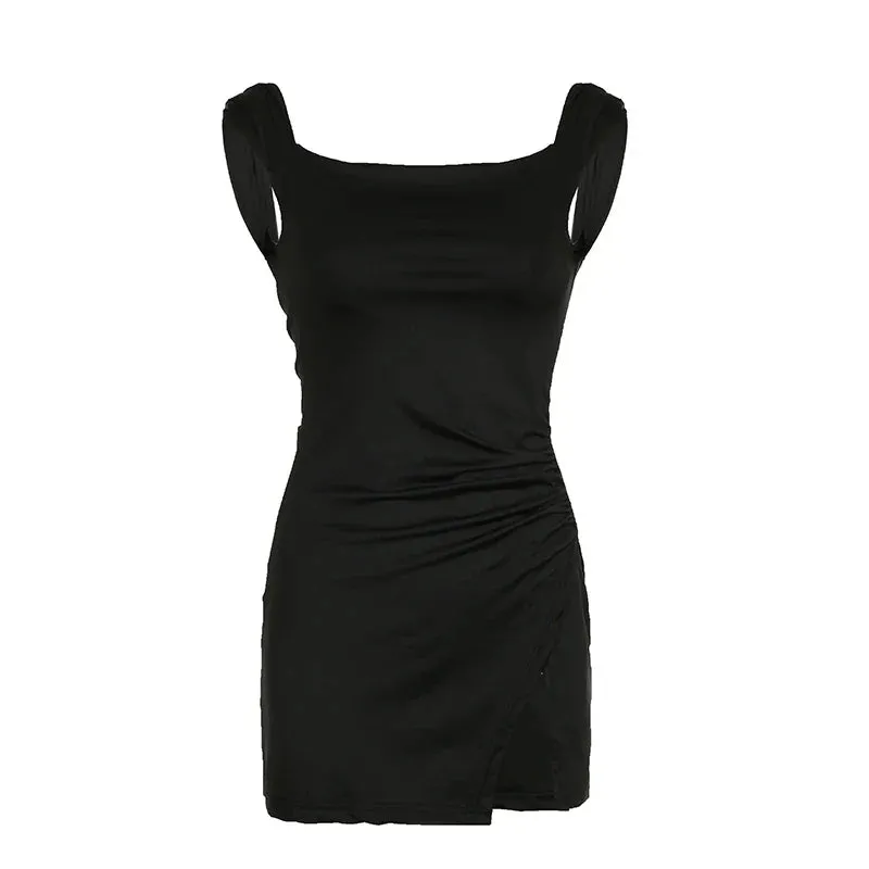 Uniwim Elegant Backless Split Tie-Up Bow Dress