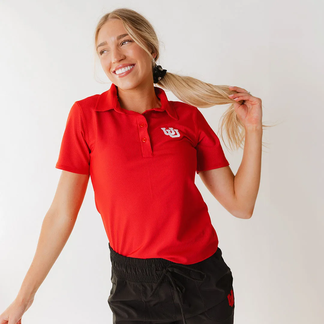 Utah Girl's Ribbed Polo, Crimson