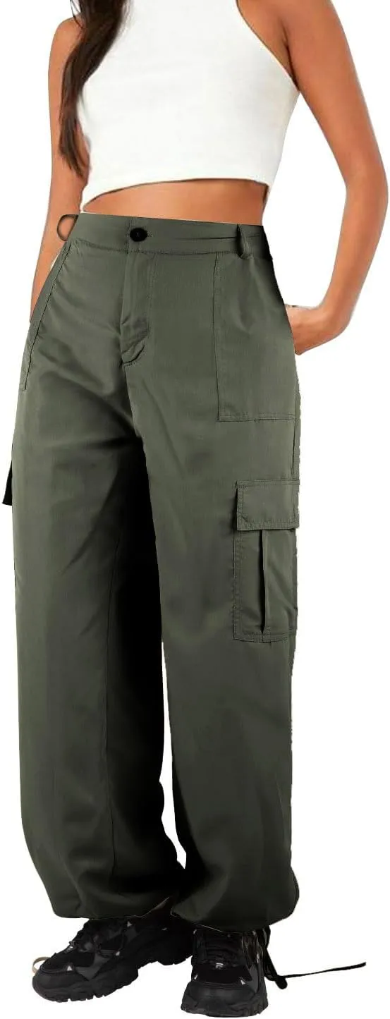 utcoco Women's High Waist Straight Leg Cargo Pants Casual Relaxed Fit Multiple Pockets Work Pants