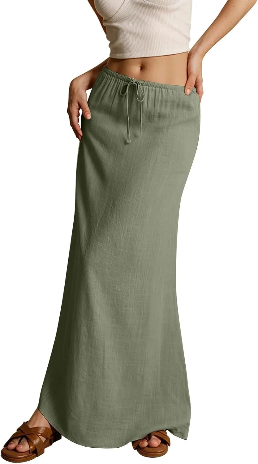 Vacation Skirts for Women, Beach Trendy Maxi Casual Solid Color Womens Skirts