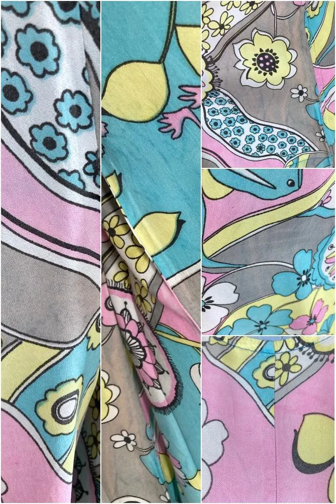 Vintage 60s Mod Floral Print Jumpsuit