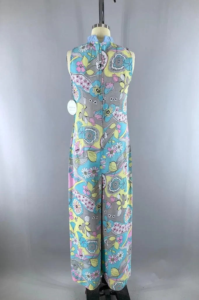Vintage 60s Mod Floral Print Jumpsuit