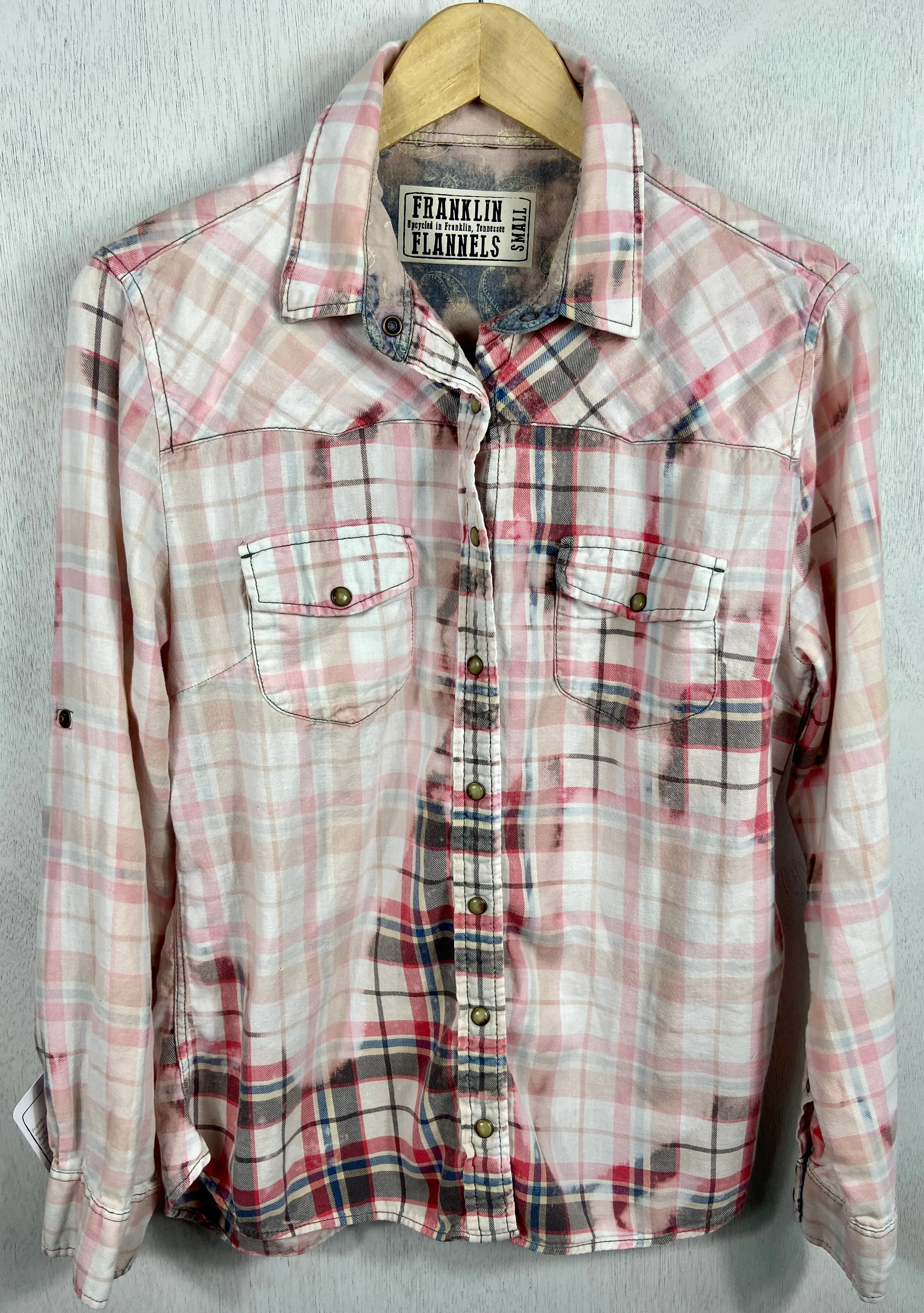 Vintage Western Style Pink, Grey and White Lightweight Cotton Size Small
