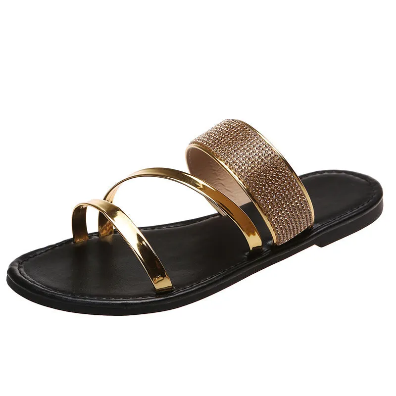 Wholesale Large Size Rhinestone Breathable Casual Sandals