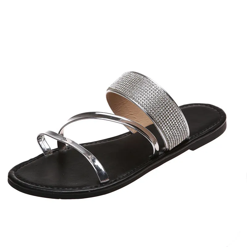 Wholesale Large Size Rhinestone Breathable Casual Sandals