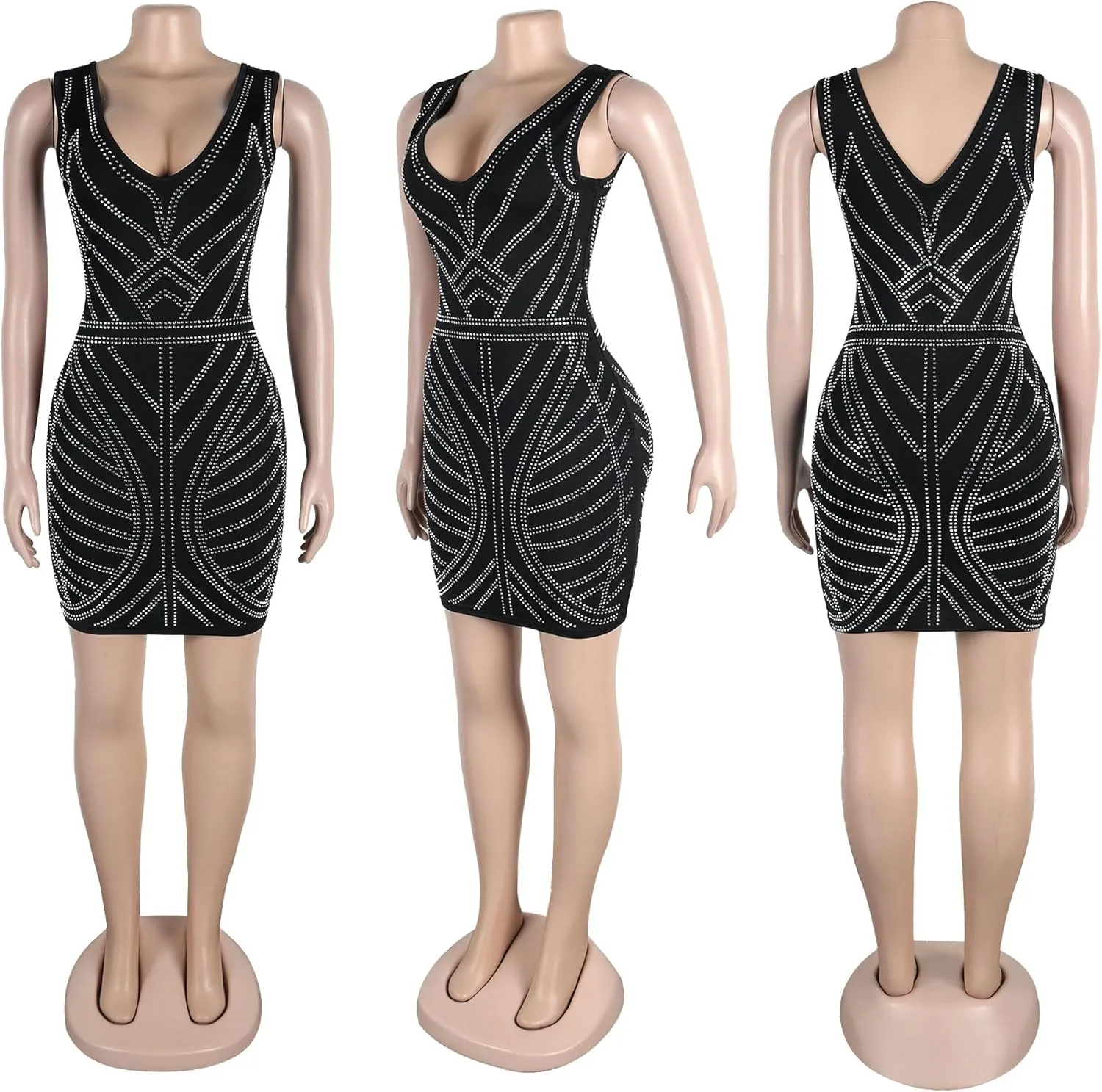 Women Sexy Elegant Sparkly Rhinestone Birthday Cocktail Party Club Night Outfit Prom Dress Evening Dress