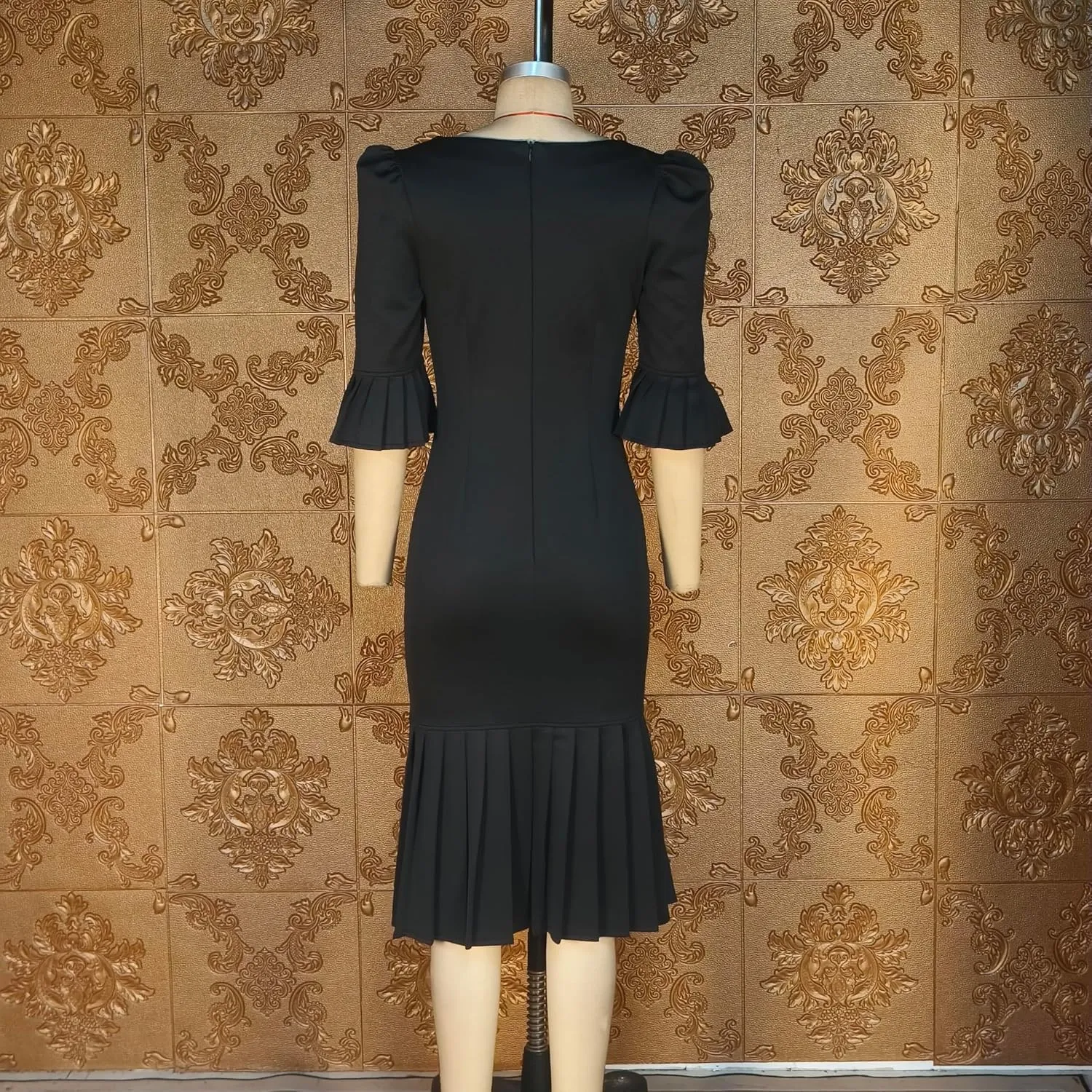 Women's Elegant Short Sleeve Bodycon Long Formal Party Evening Dress