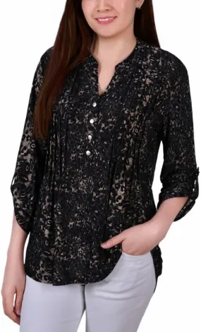 Womens Petites Pintuck Blouse