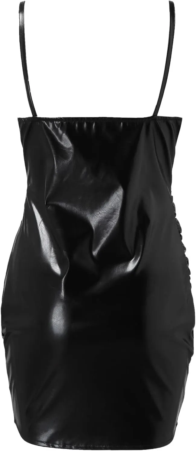 Women's Sexy Dinner Sling Party Dress Skirt Cocktail Bodycon Dress Casual Leathe Soft Lounge Evening Dresses