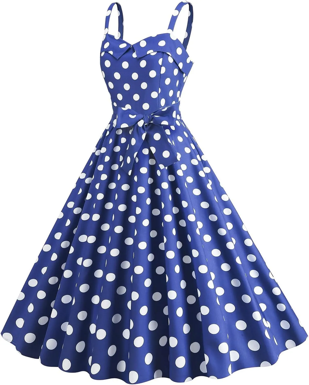 Womens Sleeveless V Neck Plaid Dot Printed Vintage Fit Dress Patchwork Cocktail Party Zipper Swing Dresses