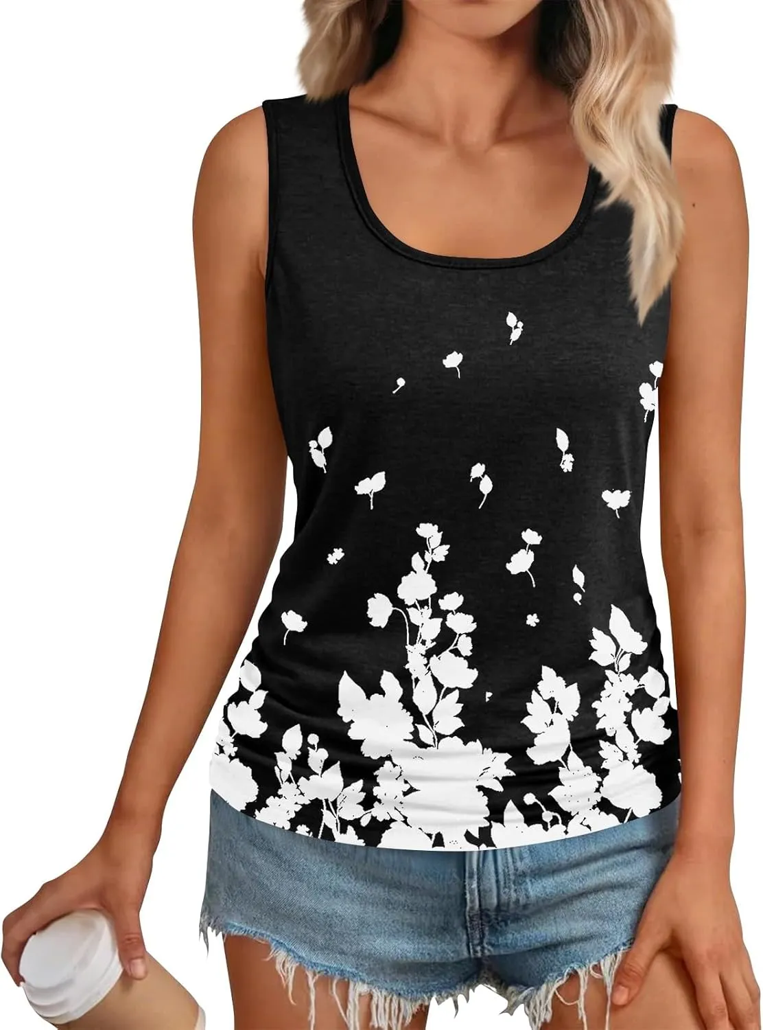 Womens Tank Tops 2025 Sleeveless Square Round Neck Ruched Spring Summer Tee Shirts Basic Outfits Trendy Clothes