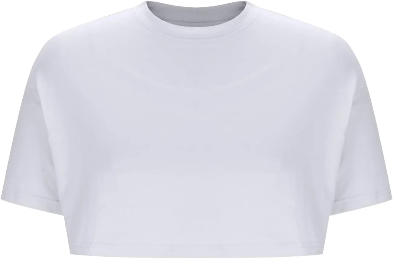 Womens Workout Crop Tops Crew Neck Short Sleeve Athletic Shirts Summer Casual Loose Running Gym Quick Dry Yoga Shirts