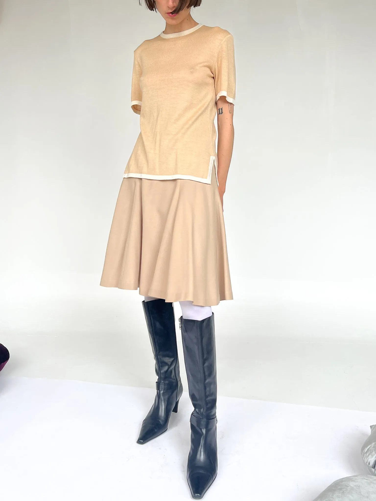 Wool Flared Camel Skirt (XS)