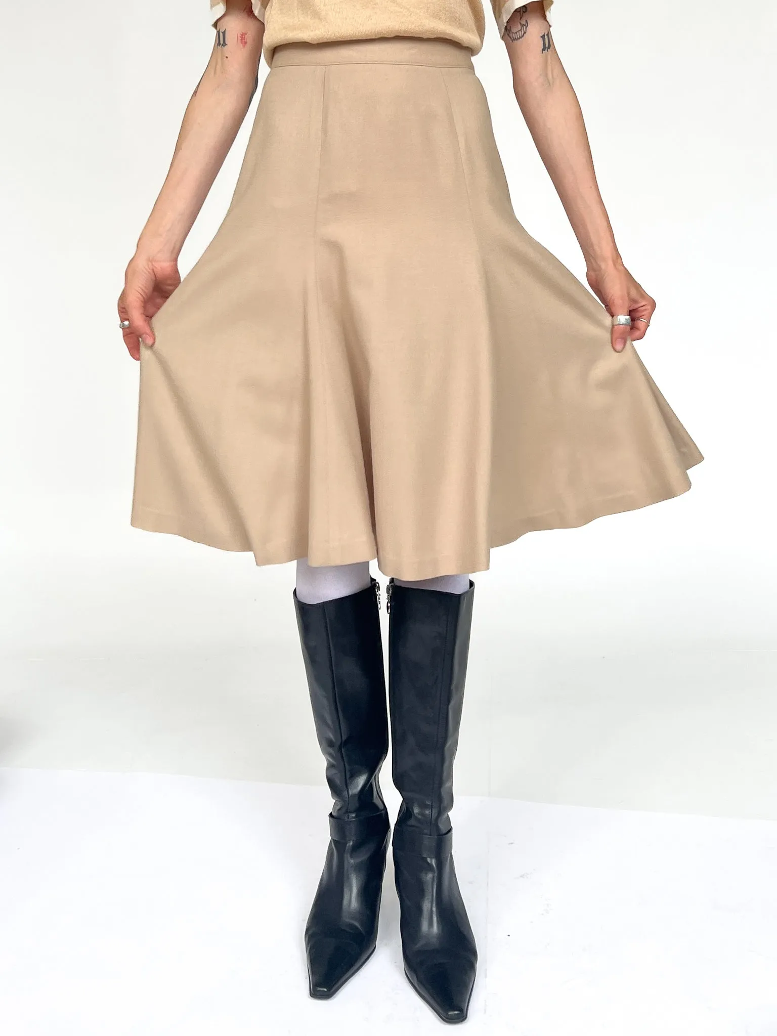 Wool Flared Camel Skirt (XS)