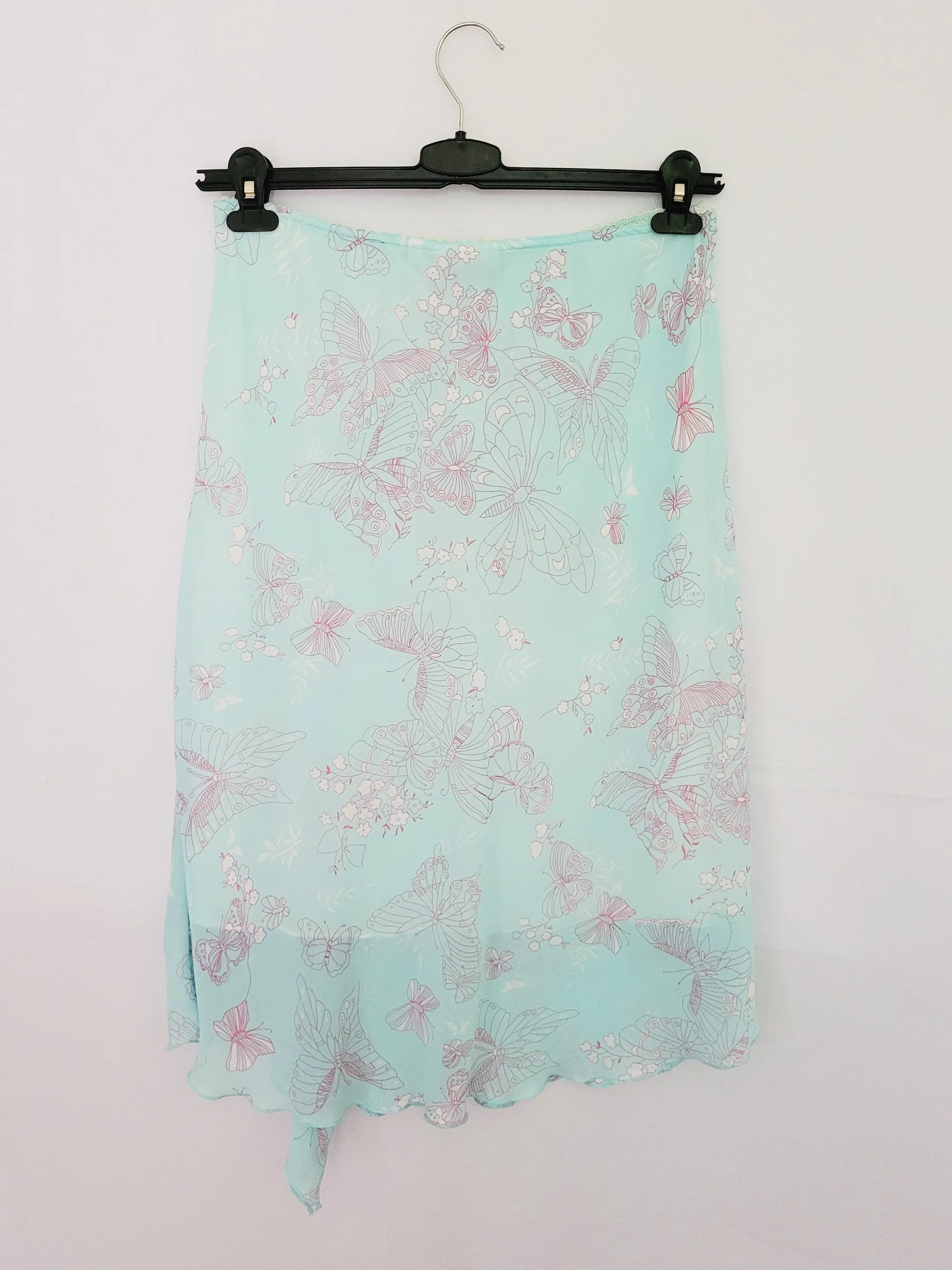 Y2K 00s retro baby blue butterfly summer minimalist skirt